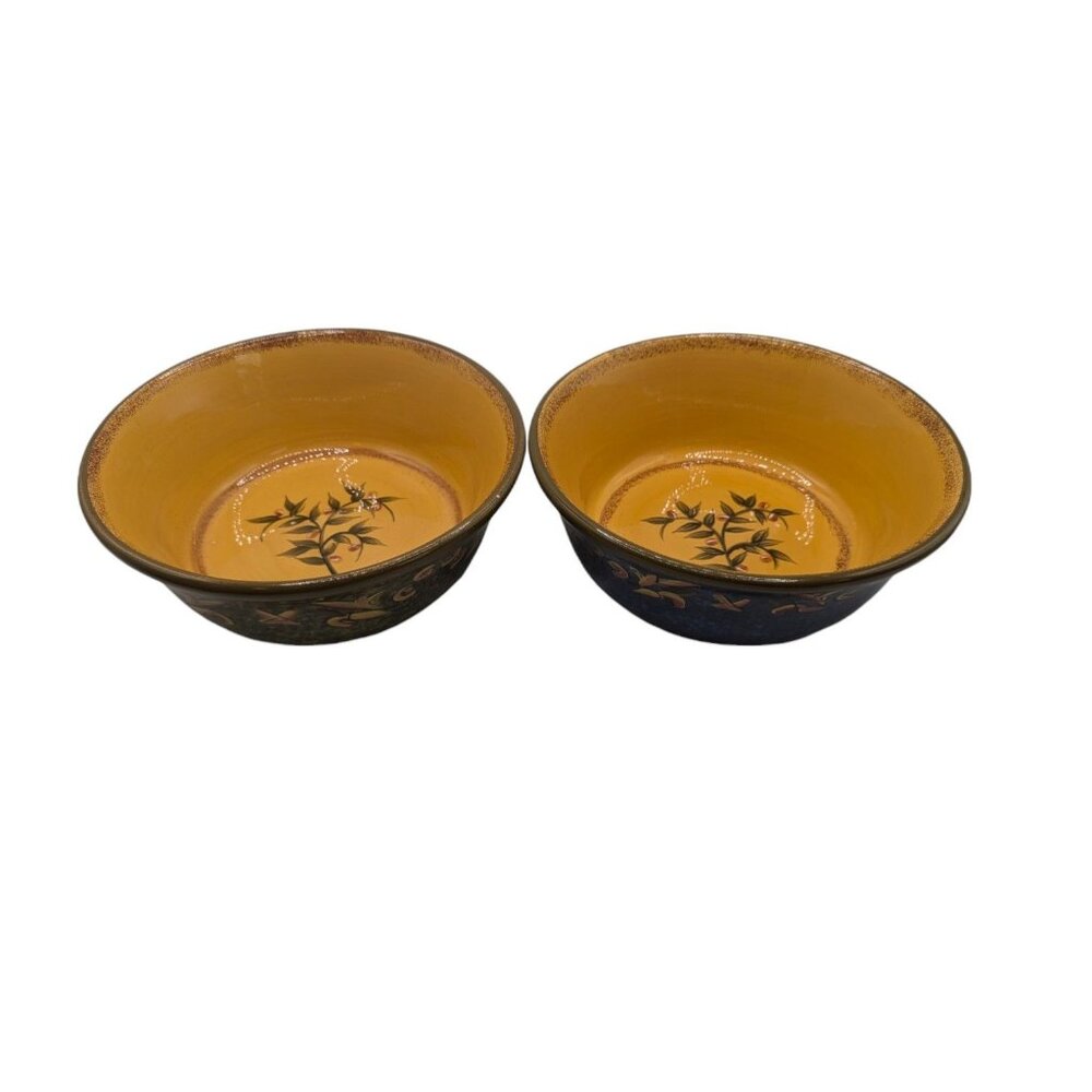 Set Of 2 Vintage Hand-Painted Casa Christina Ceramic Bowls With Floral Interior - Picture 3 of 15